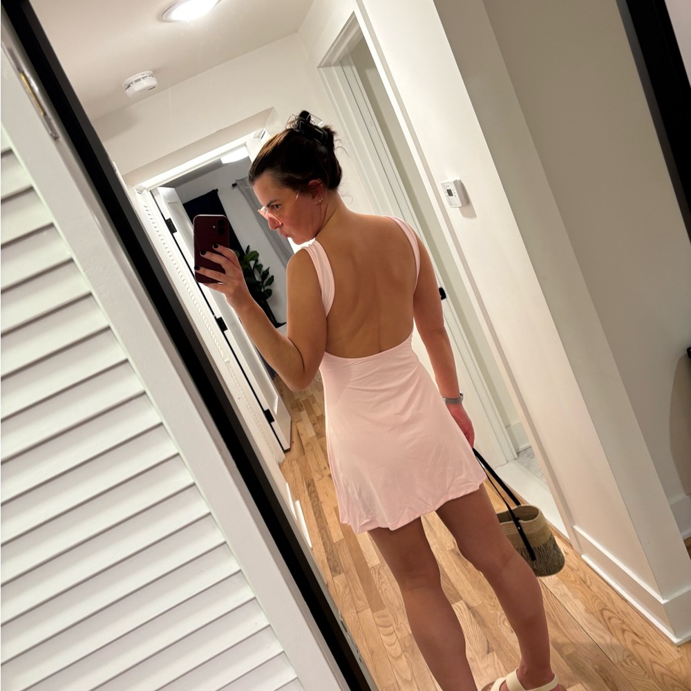 🩰  buttery stretch Mini Dress - open back, high neck, sleeveless
